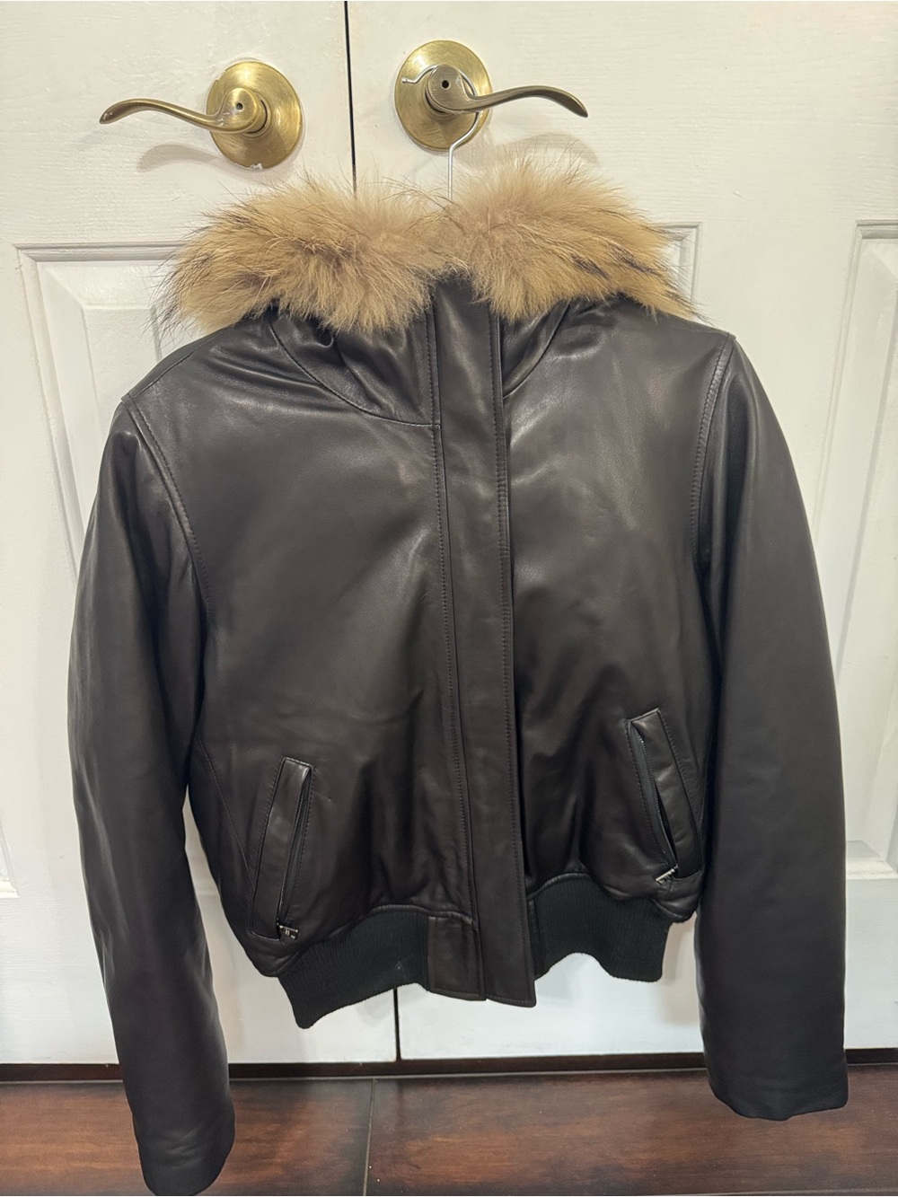 Andrew Marc Fox Fur Trim Hooded Jacket